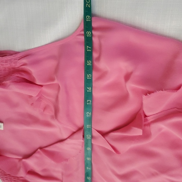 Banana Republic Dress Size 8 Pink Ruffle Drawstring 100% Silk - Picture 10 of 12